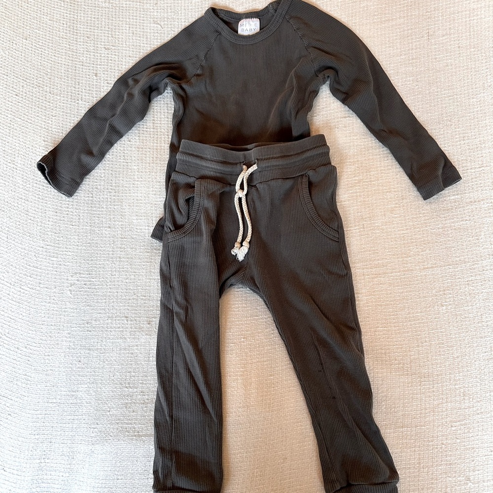 Mebie Baby Matching Dark Gray Pajama Set